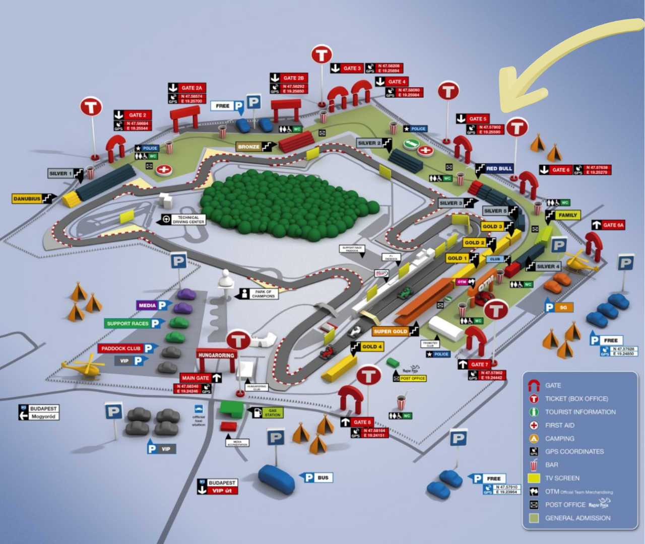 Hungaroring Gate 5 location map